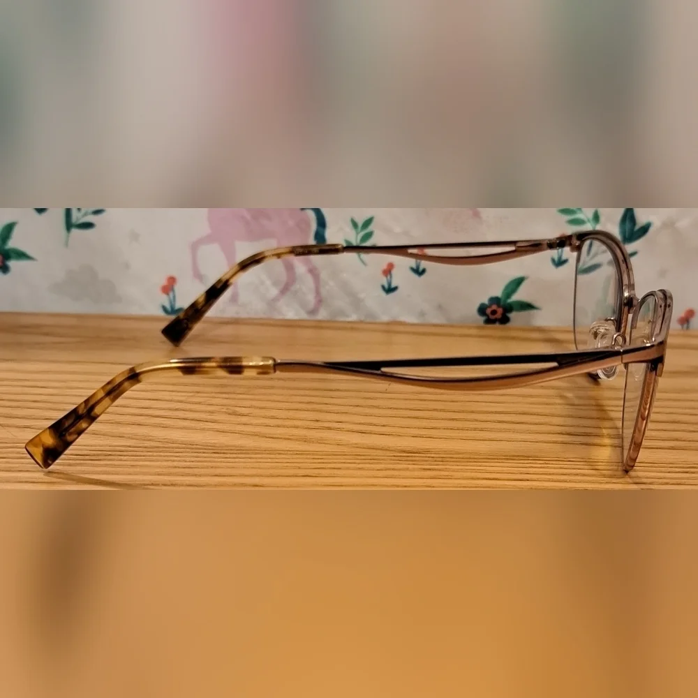 EUC Oscar De La Renta Black & Gold Tortoise Cat Eye Reading Eye Glasses Frames
